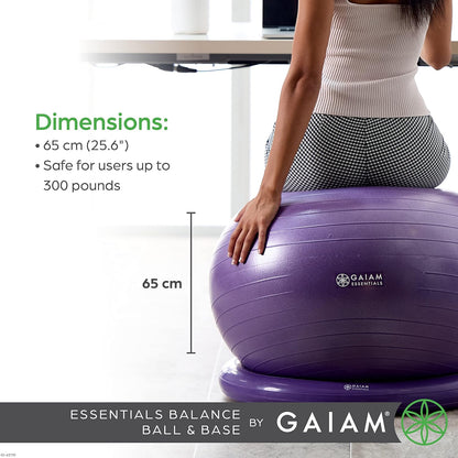 Essentials Balance Ball & Base Kit, Yoga Ball Chair, Exercise Ball with Inflatable Ring Base for Home or Office Desk, Includes Air Pump