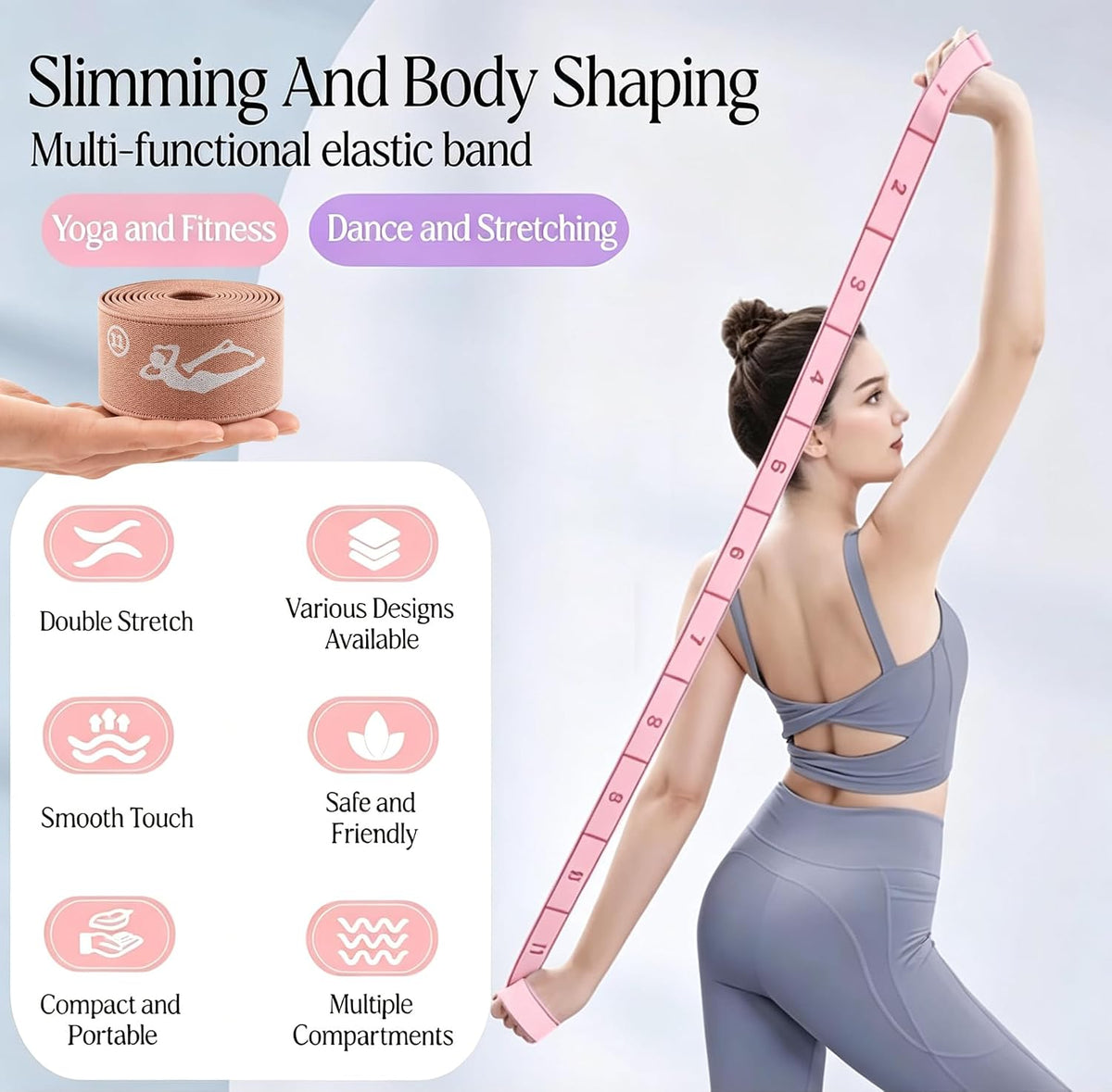 Multi-Loop Stretch Band - Yoga, Pilates, Ballet, and Physical Therapy Stretching Strap for Flexibility, Leg Stretching, and Exercise - Durable Stretching Equipment
