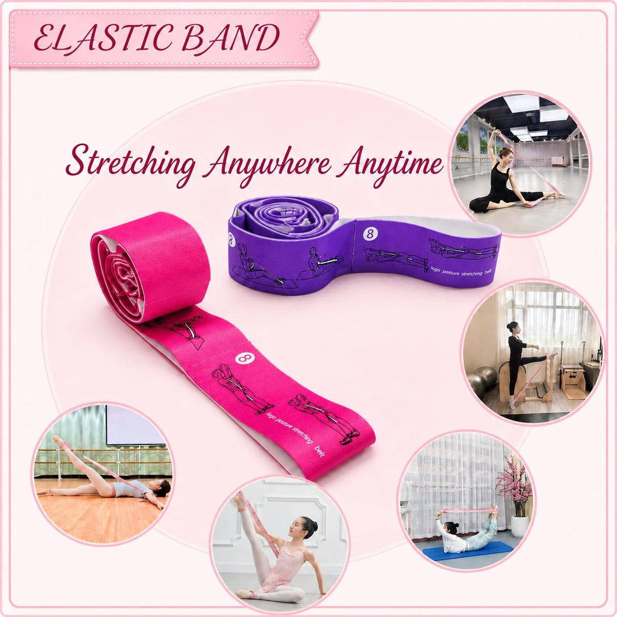 Multi-Loop Stretch Band - Yoga, Pilates, Ballet, and Physical Therapy Stretching Strap for Flexibility, Leg Stretching, and Exercise - Durable Stretching Equipment