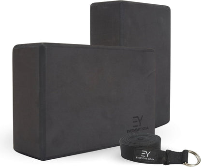 Foam Block and Yoga Strap Set, Multi-Color for Yoga, Pilates