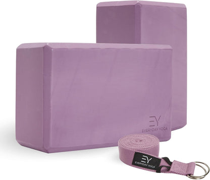 Foam Block and Yoga Strap Set, Multi-Color for Yoga, Pilates