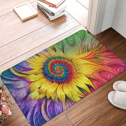Hippie Sunflower Area Rug for Living Dinning Room Bedroom Kitchen, Nursery Rug Floor Carpet Yoga Mat