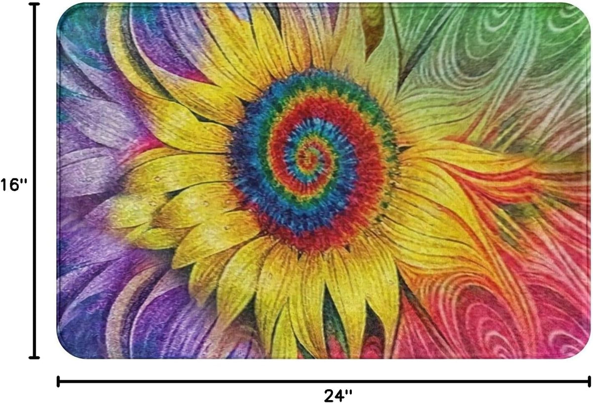 Hippie Sunflower Area Rug for Living Dinning Room Bedroom Kitchen, Nursery Rug Floor Carpet Yoga Mat