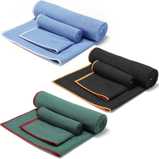 6 Pack Hot Yoga Mat Towels, Non Slip Microfiber, 2 Sizes