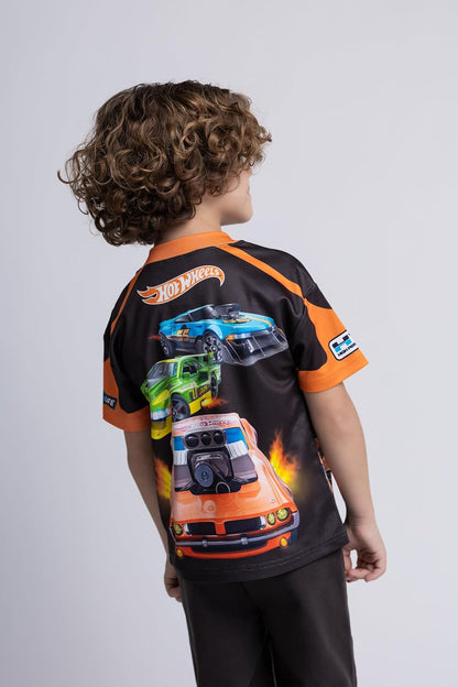 Mesh V-neck T-Shirt and French Terry Jogger Pants Outfit Set Toddler to Little Kid Sizes (2T - 7-8)