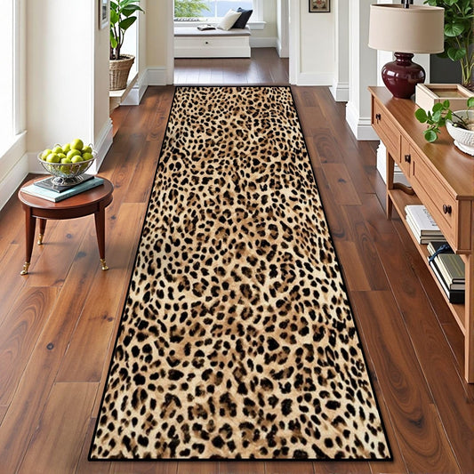 Runner Rug Washable 2x8 Leopard Print Seamless Leopard Skin Fashionable Cheetah Fur Non-Slip Hallway Area Rug Indoor Outdoor Home Decor for Entryway Bathroom Kitchen Carpet Yoga Floor Mat