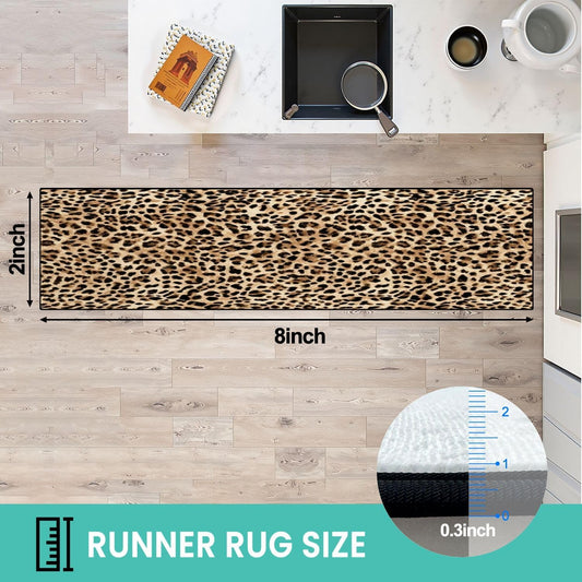 Runner Rug Washable 2x8 Leopard Print Seamless Leopard Skin Fashionable Cheetah Fur Non-Slip Hallway Area Rug Indoor Outdoor Home Decor for Entryway Bathroom Kitchen Carpet Yoga Floor Mat