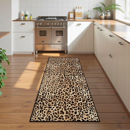Runner Rug Washable 2x8 Leopard Print Seamless Leopard Skin Fashionable Cheetah Fur Non-Slip Hallway Area Rug Indoor Outdoor Home Decor for Entryway Bathroom Kitchen Carpet Yoga Floor Mat
