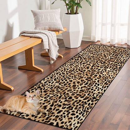 Runner Rug Washable 2x8 Leopard Print Seamless Leopard Skin Fashionable Cheetah Fur Non-Slip Hallway Area Rug Indoor Outdoor Home Decor for Entryway Bathroom Kitchen Carpet Yoga Floor Mat