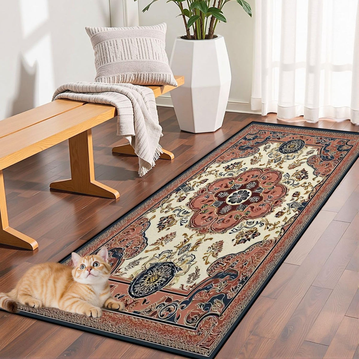 Runner Rug Washable 2x8 Leopard Print Seamless Leopard Skin Fashionable Cheetah Fur Non-Slip Hallway Area Rug Indoor Outdoor Home Decor for Entryway Bathroom Kitchen Carpet Yoga Floor Mat