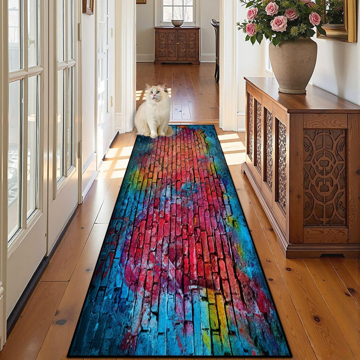 Runner Rug Washable 2x8 Leopard Print Seamless Leopard Skin Fashionable Cheetah Fur Non-Slip Hallway Area Rug Indoor Outdoor Home Decor for Entryway Bathroom Kitchen Carpet Yoga Floor Mat