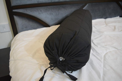 Quilted Bolster Pillow Cover (Black, 8"Diameter x24"Long (20 cm x 60 cm ))