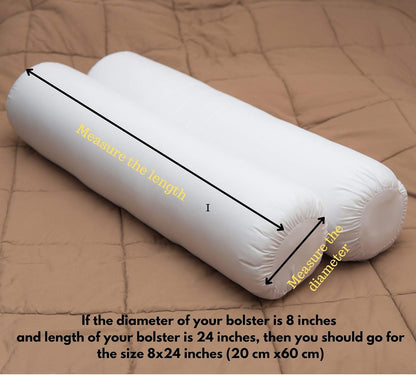 Quilted Bolster Pillow Cover (Black, 8"Diameter x24"Long (20 cm x 60 cm ))