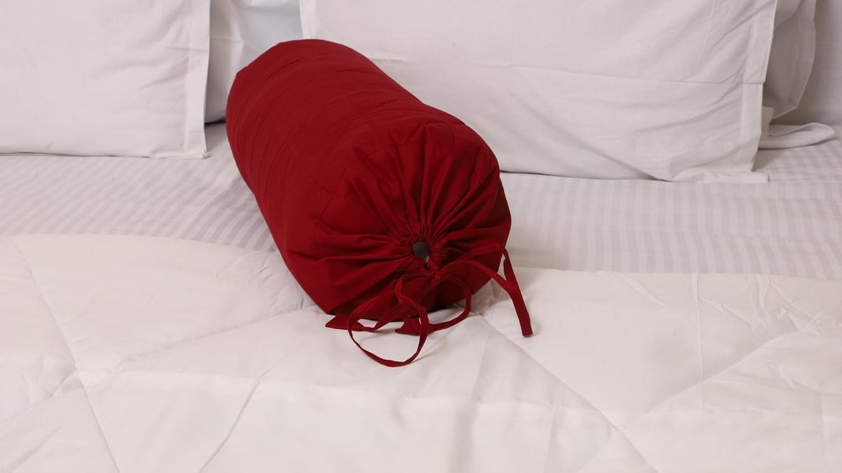 Quilted Bolster Pillow Cover (Black, 8"Diameter x24"Long (20 cm x 60 cm ))