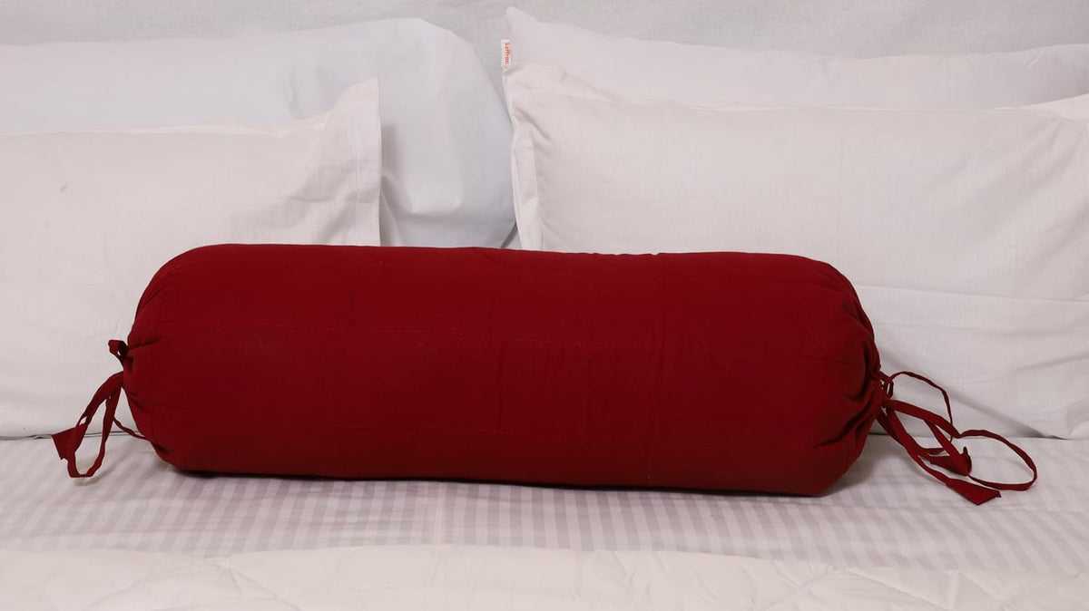 Quilted Bolster Pillow Cover (Black, 8"Diameter x24"Long (20 cm x 60 cm ))