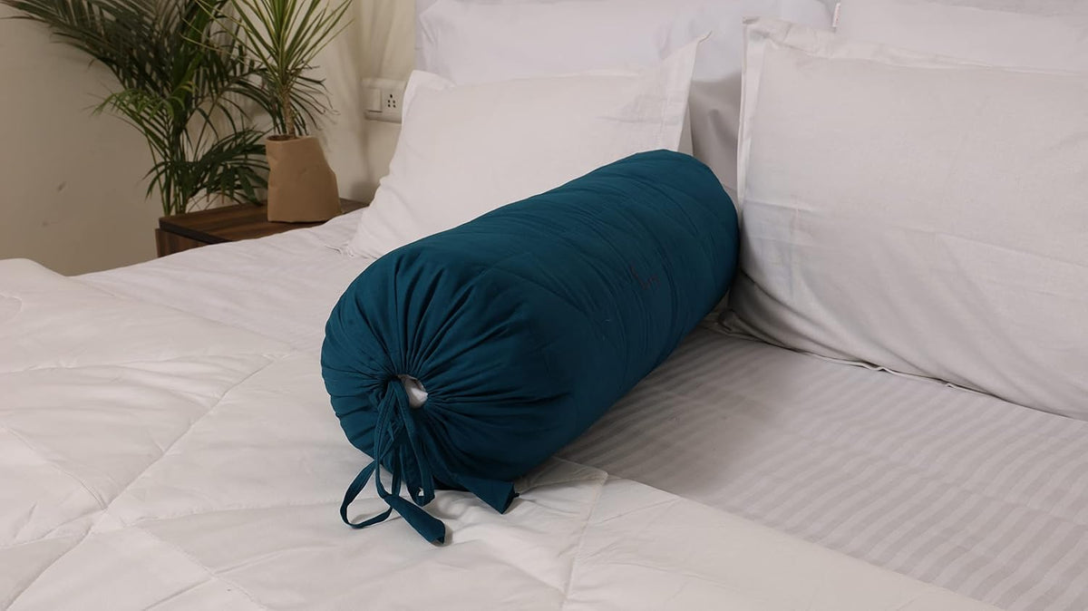 Quilted Bolster Pillow Cover (Black, 8"Diameter x24"Long (20 cm x 60 cm ))