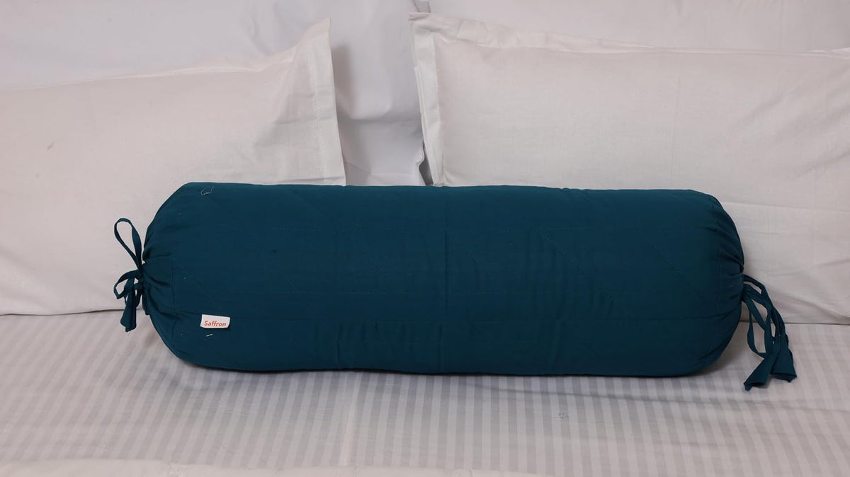 Quilted Bolster Pillow Cover (Black, 8"Diameter x24"Long (20 cm x 60 cm ))