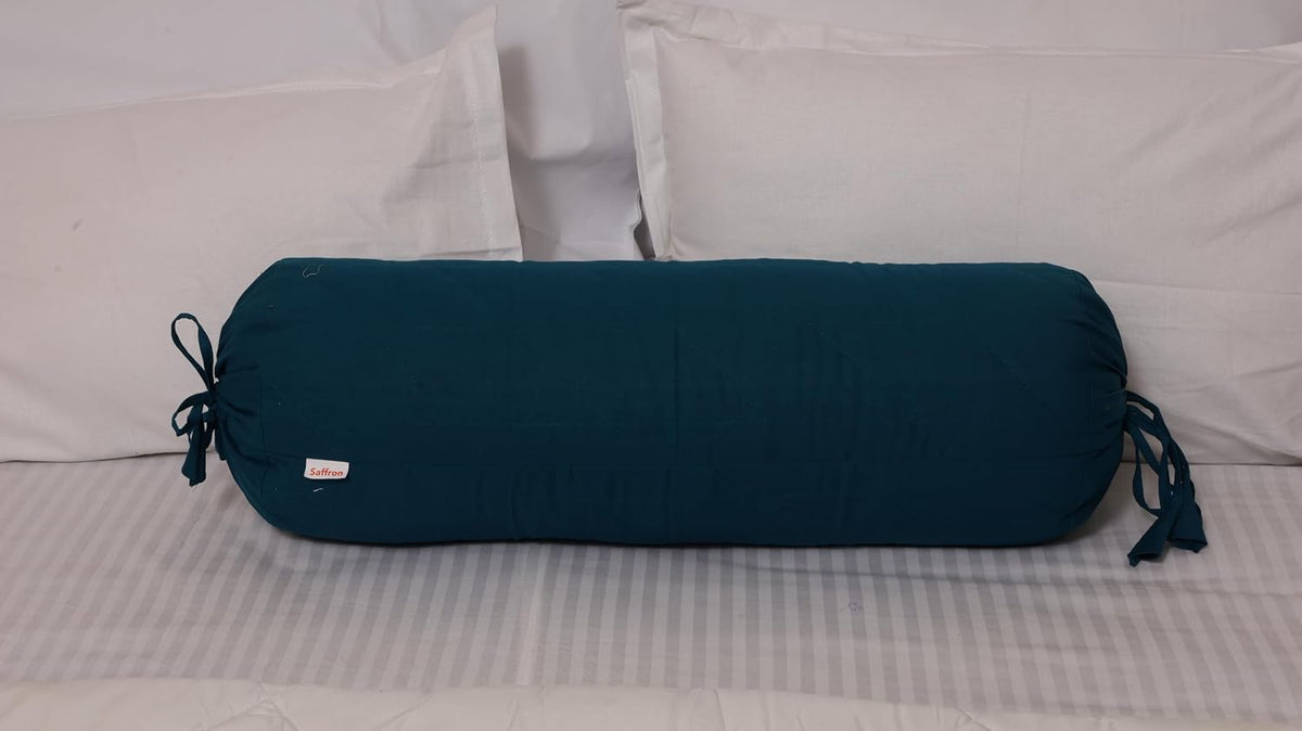 Quilted Bolster Pillow Cover (Black, 8"Diameter x24"Long (20 cm x 60 cm ))