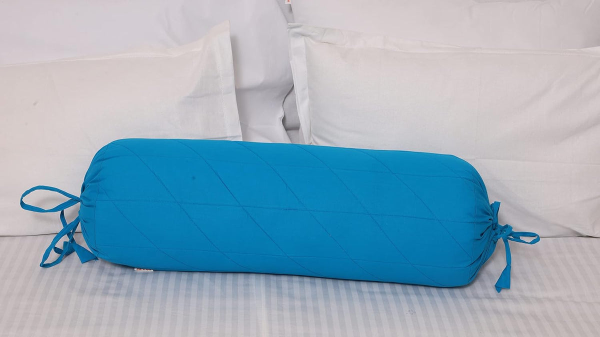 Quilted Bolster Pillow Cover (Black, 8"Diameter x24"Long (20 cm x 60 cm ))
