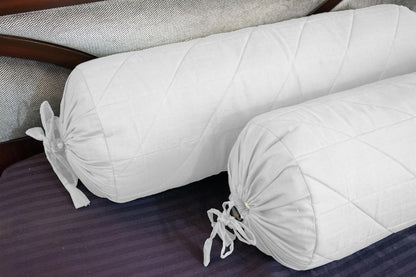 Quilted Bolster Pillow Cover (Black, 8"Diameter x24"Long (20 cm x 60 cm ))