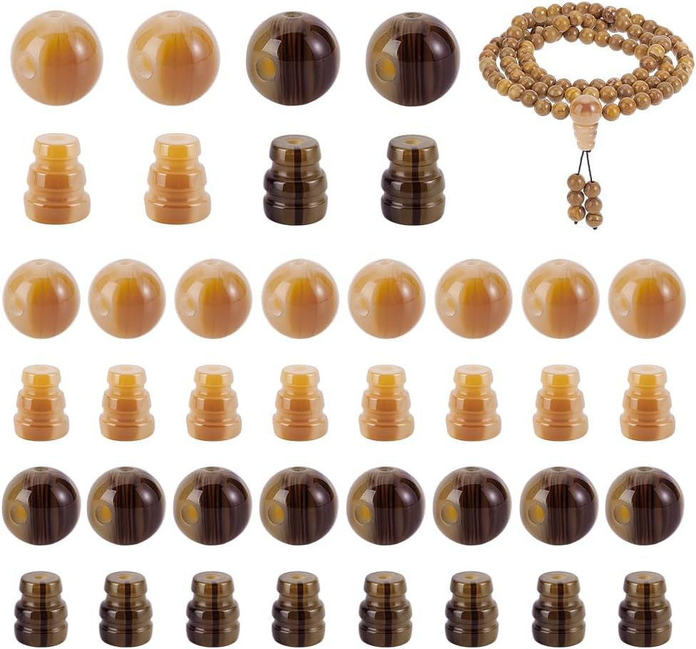 10sets/20pcs Buddha Mala Guru Bead Set, 2 Colors Resin 3 Hole
