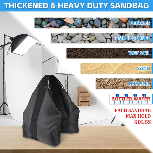 120LBS Large Sandbags Tripod Weights for Photography Set of 2, 1680D Oxford