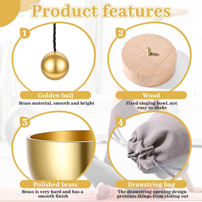 MIni Singing Bowl Set, Meditation Sound Bowl with Bag
