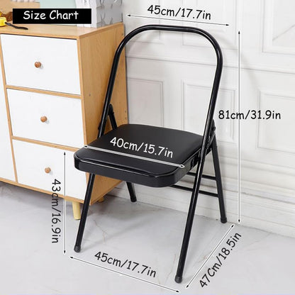 Iyengar Yoga Chair Foldable Backless Chair for Yoga Practice-Metal Yoga Assist Chair for Deepening Yoga Practice,Normal,Black