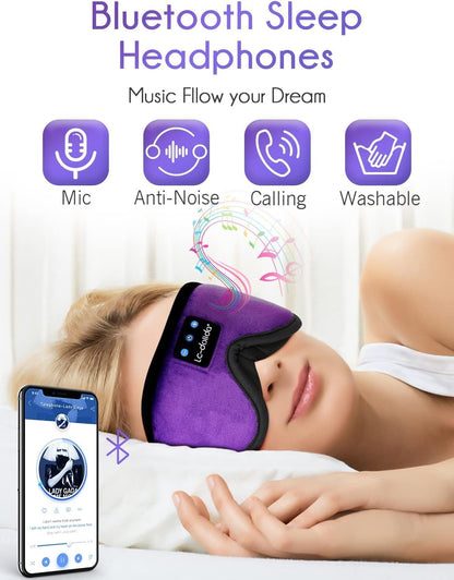 Sleep Headphones, 3D Sleep Mask Bluetooth Wireless Music Eye Mask, Sleeping Headphones for Side Sleepers Sleep Mask with Bluetooth Headphones Ultra-Thin Stereo Speakers Perfect for Sleeping