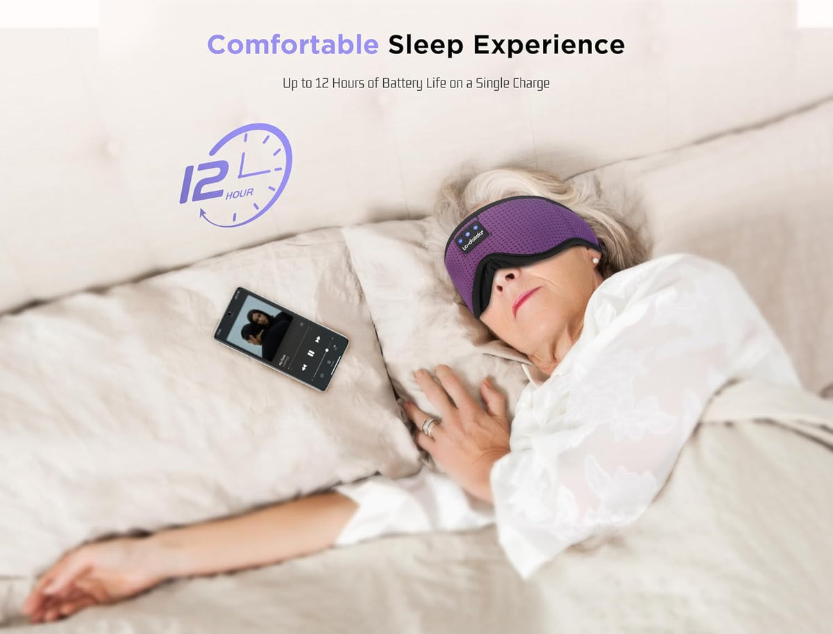 Sleep Headphones, 3D Sleep Mask Bluetooth Wireless Music Eye Mask, Sleeping Headphones for Side Sleepers Sleep Mask with Bluetooth Headphones Ultra-Thin Stereo Speakers Perfect for Sleeping