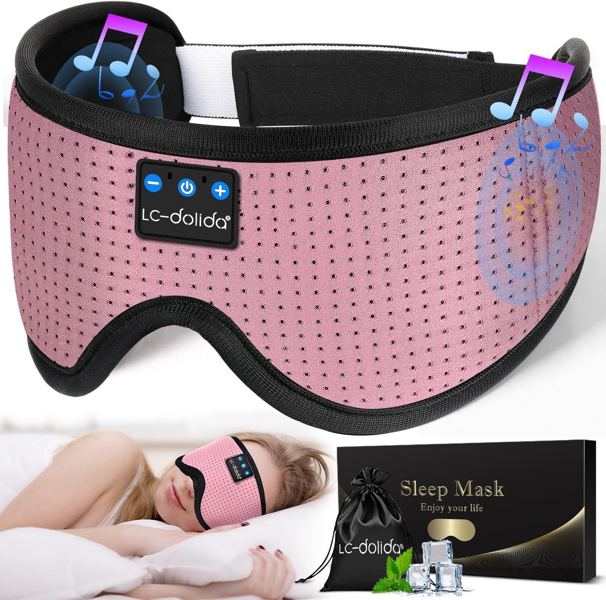 Sleep Headphones, 3D Sleep Mask Bluetooth Wireless Music Eye Mask, Sleeping Headphones for Side Sleepers Sleep Mask with Bluetooth Headphones Ultra-Thin Stereo Speakers Perfect for Sleeping