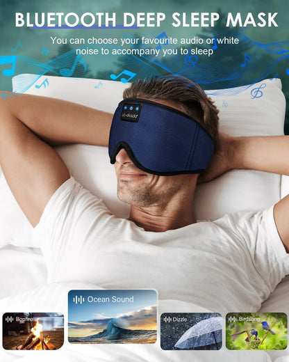 Sleep Headphones, 3D Sleep Mask Bluetooth Wireless Music Eye Mask, Sleeping Headphones for Side Sleepers Sleep Mask with Bluetooth Headphones Ultra-Thin Stereo Speakers Perfect for Sleeping