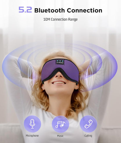 Sleep Headphones, 3D Sleep Mask Bluetooth Wireless Music Eye Mask, Sleeping Headphones for Side Sleepers Sleep Mask with Bluetooth Headphones Ultra-Thin Stereo Speakers Perfect for Sleeping