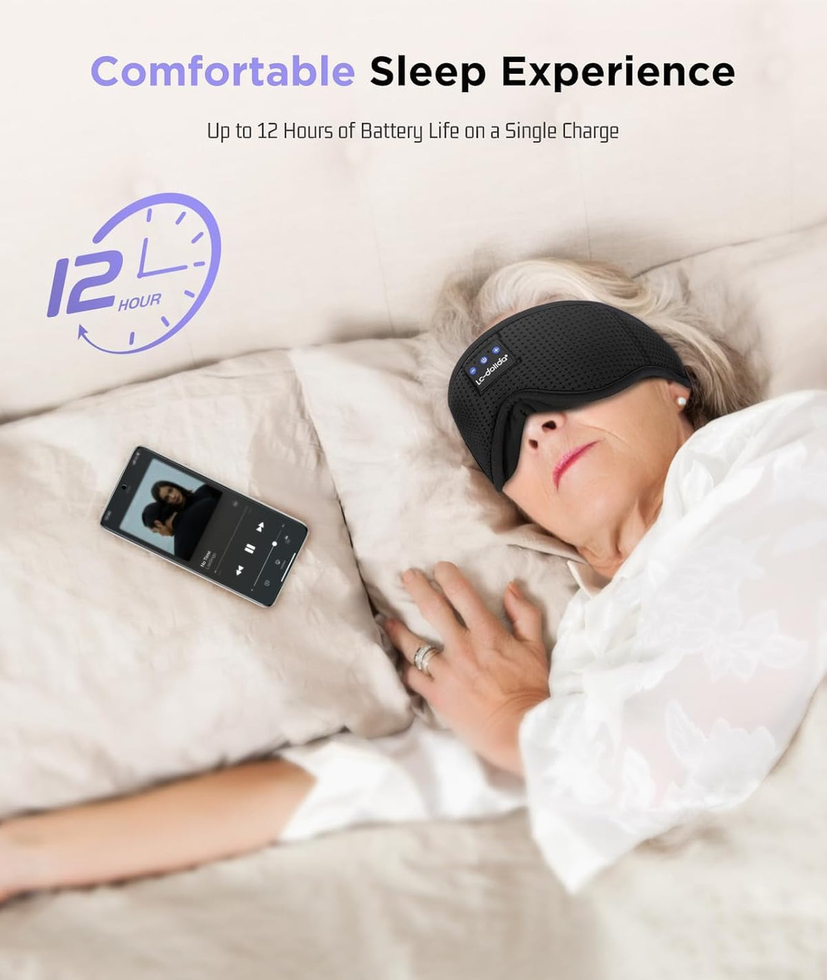 Sleep Headphones, 3D Sleep Mask Bluetooth Wireless Music Eye Mask, Sleeping Headphones for Side Sleepers Sleep Mask with Bluetooth Headphones Ultra-Thin Stereo Speakers Perfect for Sleeping