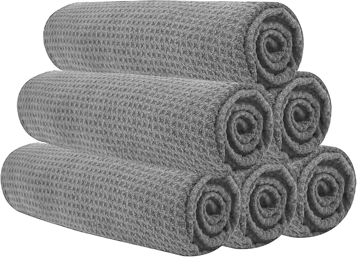 Microfiber Gym Towels for Working Out, Quickly Dry Yoga Towels for Men & Women Tennis, 16 Inch x 27 Inch, 6 Pack, Black