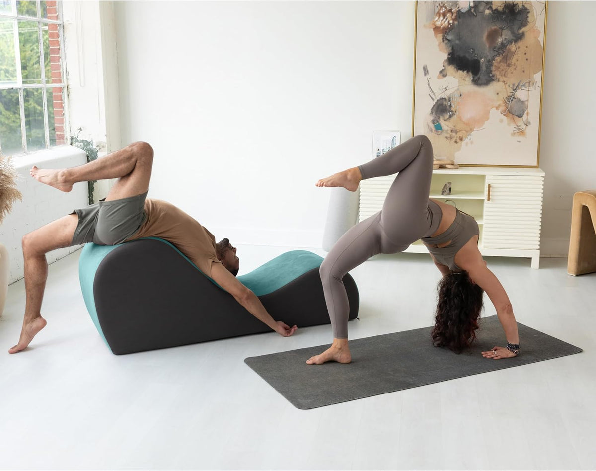 Chakra Yoga Chaise - 2 Adjustable Headrests & Handles with Adjustable Straps, Micro-Velvet/Microloop, Grey & Grey