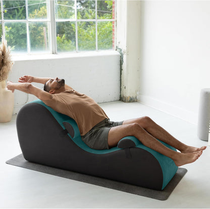 Chakra Yoga Chaise - 2 Adjustable Headrests & Handles with Adjustable Straps, Micro-Velvet/Microloop, Grey & Grey