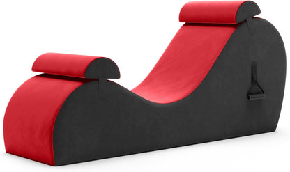 Chakra Yoga Chaise - 2 Adjustable Headrests & Handles with Adjustable Straps, Micro-Velvet/Microloop, Grey & Grey