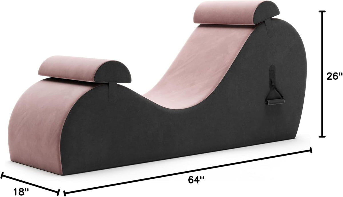 Chakra Yoga Chaise - 2 Adjustable Headrests & Handles with Adjustable Straps, Micro-Velvet/Microloop, Grey & Grey