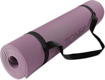 1/4" Yoga Mat, Non-Slip Exercise & Pilates Mat with Strap