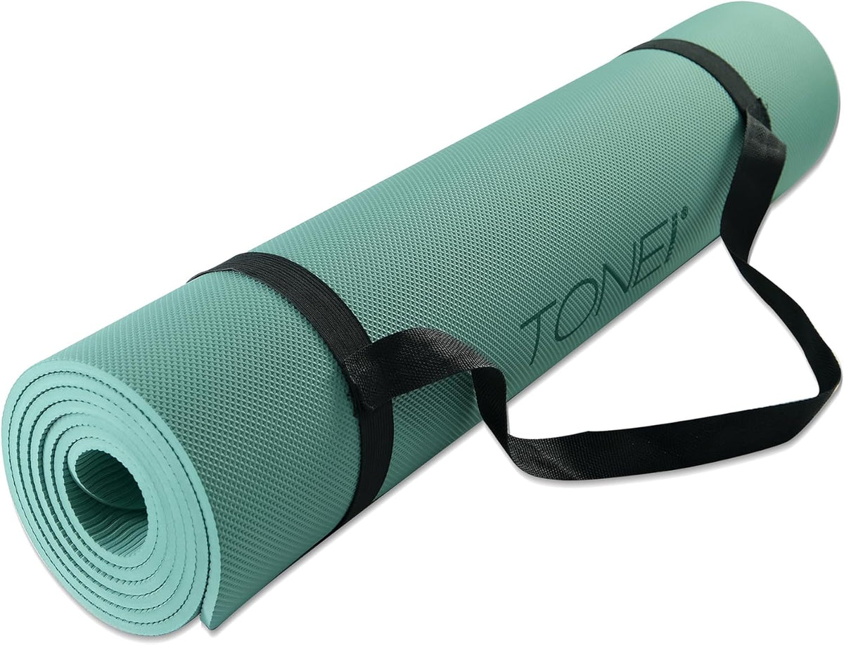 1/4" Yoga Mat, Non-Slip Exercise & Pilates Mat with Strap
