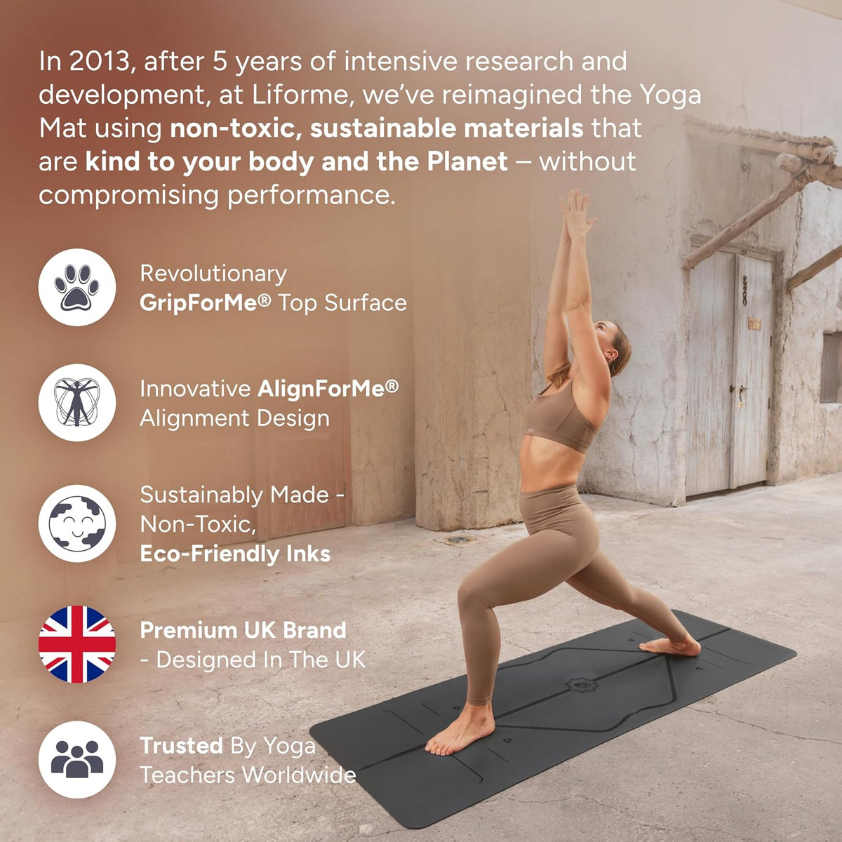Printed Yoga Mat - Patented Alignment Design, Ultimate Grip