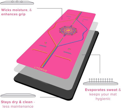 Printed Yoga Mat - Patented Alignment Design, Ultimate Grip