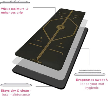 Printed Yoga Mat - Patented Alignment Design, Ultimate Grip