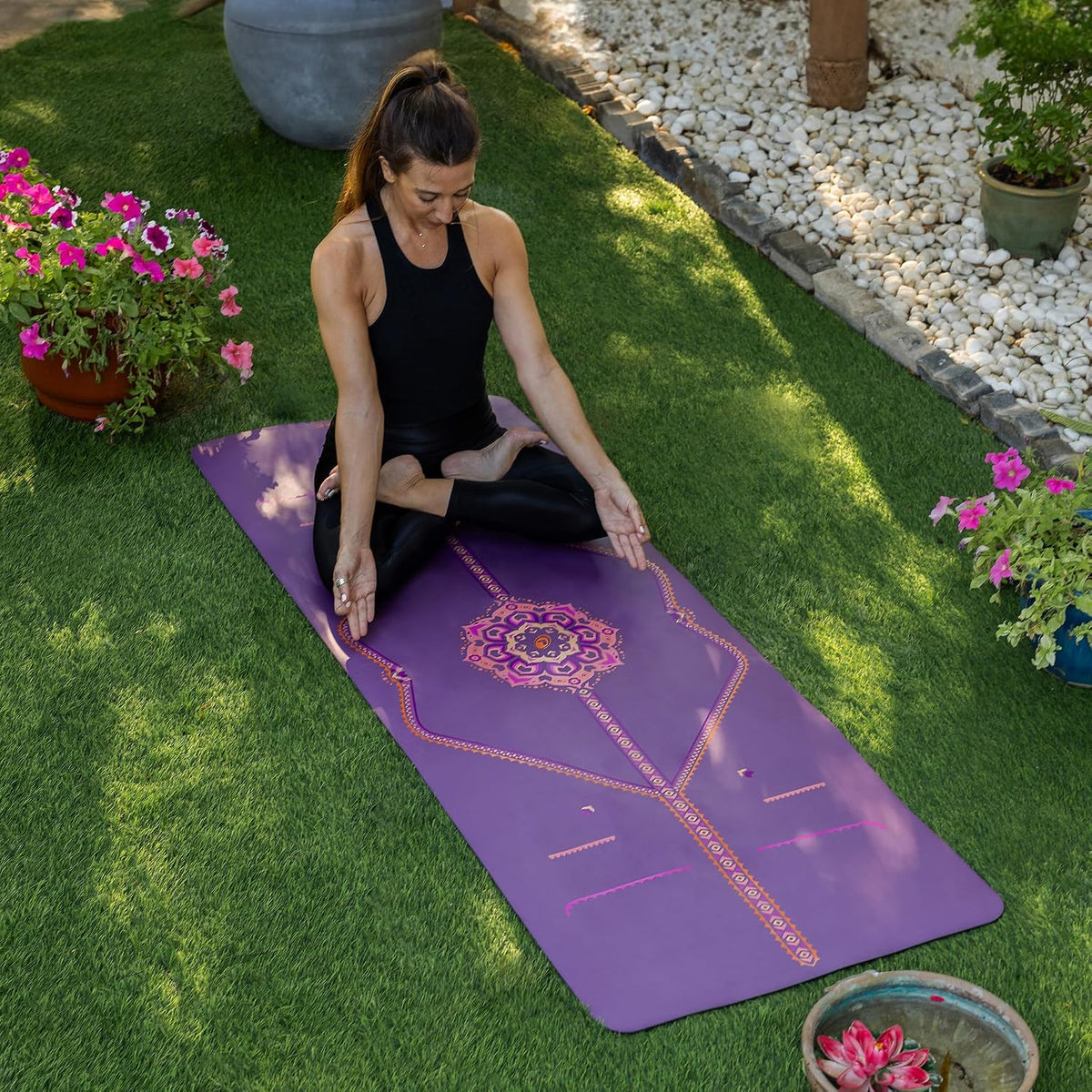 Printed Yoga Mat - Patented Alignment Design, Ultimate Grip