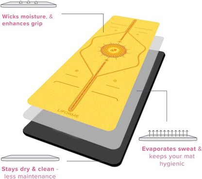 Printed Yoga Mat - Patented Alignment Design, Ultimate Grip