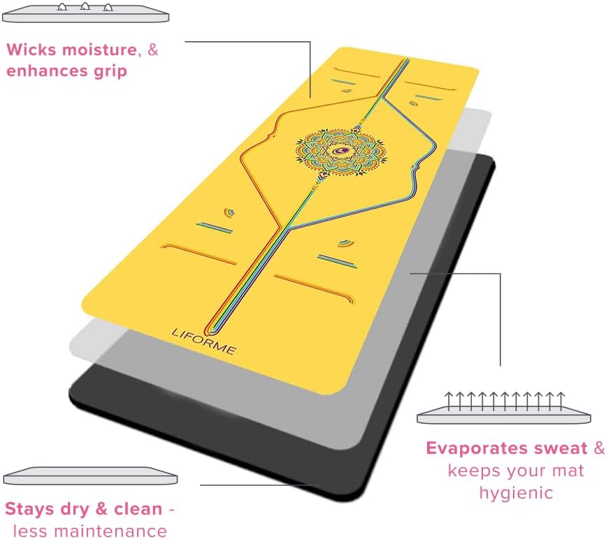 Printed Yoga Mat - Patented Alignment Design, Ultimate Grip