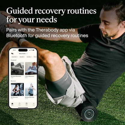 TheraGun WaveRoller - High Density Foam Roller for Body and Large Muscles. Bluetooth Enabled with 5 Customizable Vibration Frequencies in App