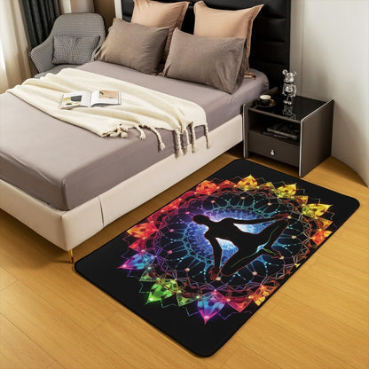 Yoga Chakras Area Rug 5x7, Boho Mandala Rugs for Living Room Bedroom for Kids Boys Girls Room Decor, Yoga Lover, Rainbow Chakras Indoor Floor Mat