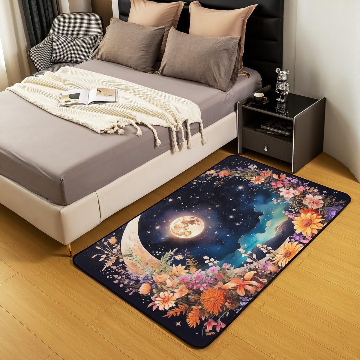 Yoga Chakras Area Rug 5x7, Boho Mandala Rugs for Living Room Bedroom for Kids Boys Girls Room Decor, Yoga Lover, Rainbow Chakras Indoor Floor Mat